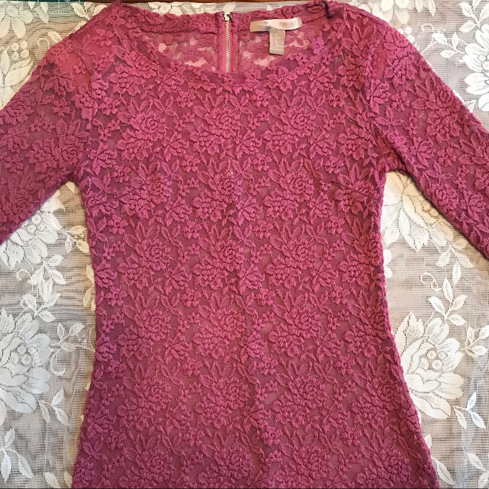 Forever21 Contemporary Pink lace top
